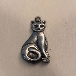 Vintage Buma 925 Sterling Silver Signed Cat Pendant/Charm 3/4" Long
